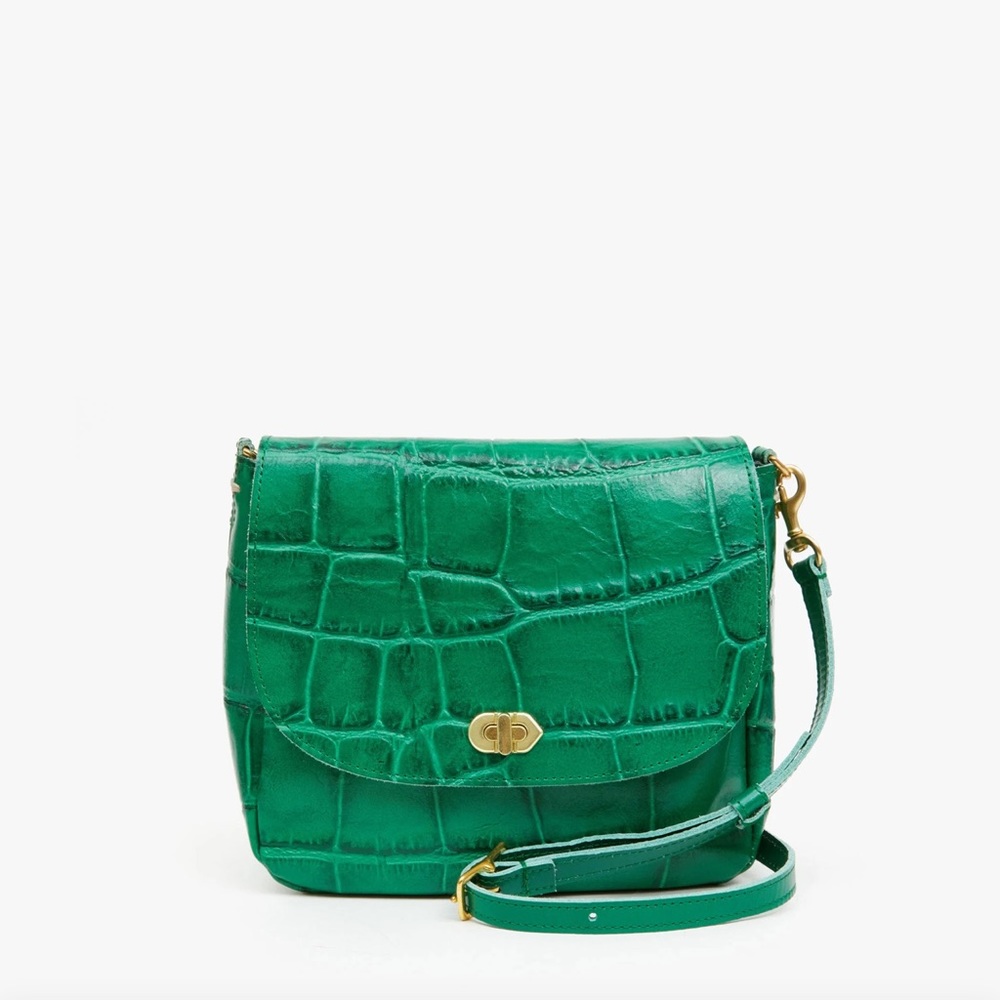 Clare V Turnlock Louie Emerald Green